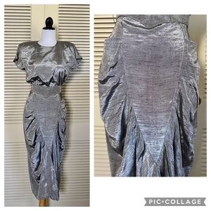 Vintage 80s David Benjamin Shimmer Panel Drape Dress